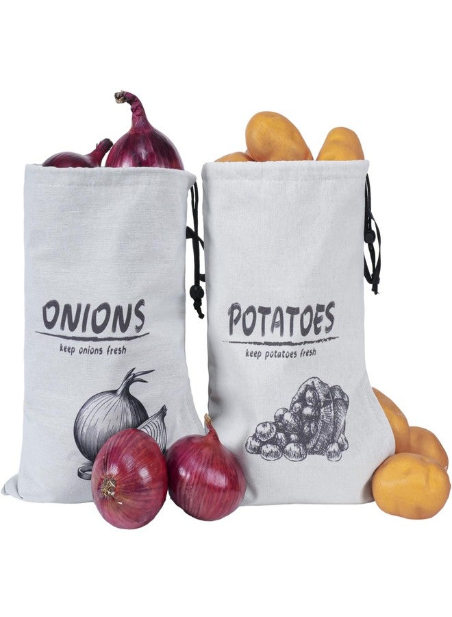 LeCorner Potato Onion Storage Bag, Reusable Potato and Onion Storage Bag for Pantry, Vegetable Storage Bags with Drawstring Closure, Blackout Liner for Shopping Storage, 2 Packs (Potato Onion Bag) - Image 1